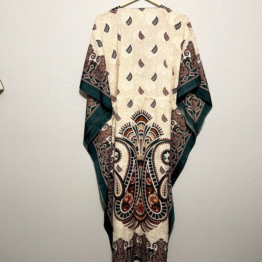 California Breeze Free Size Maxi Paisley Print Drawstring Kaftan - Picture 9 of 9